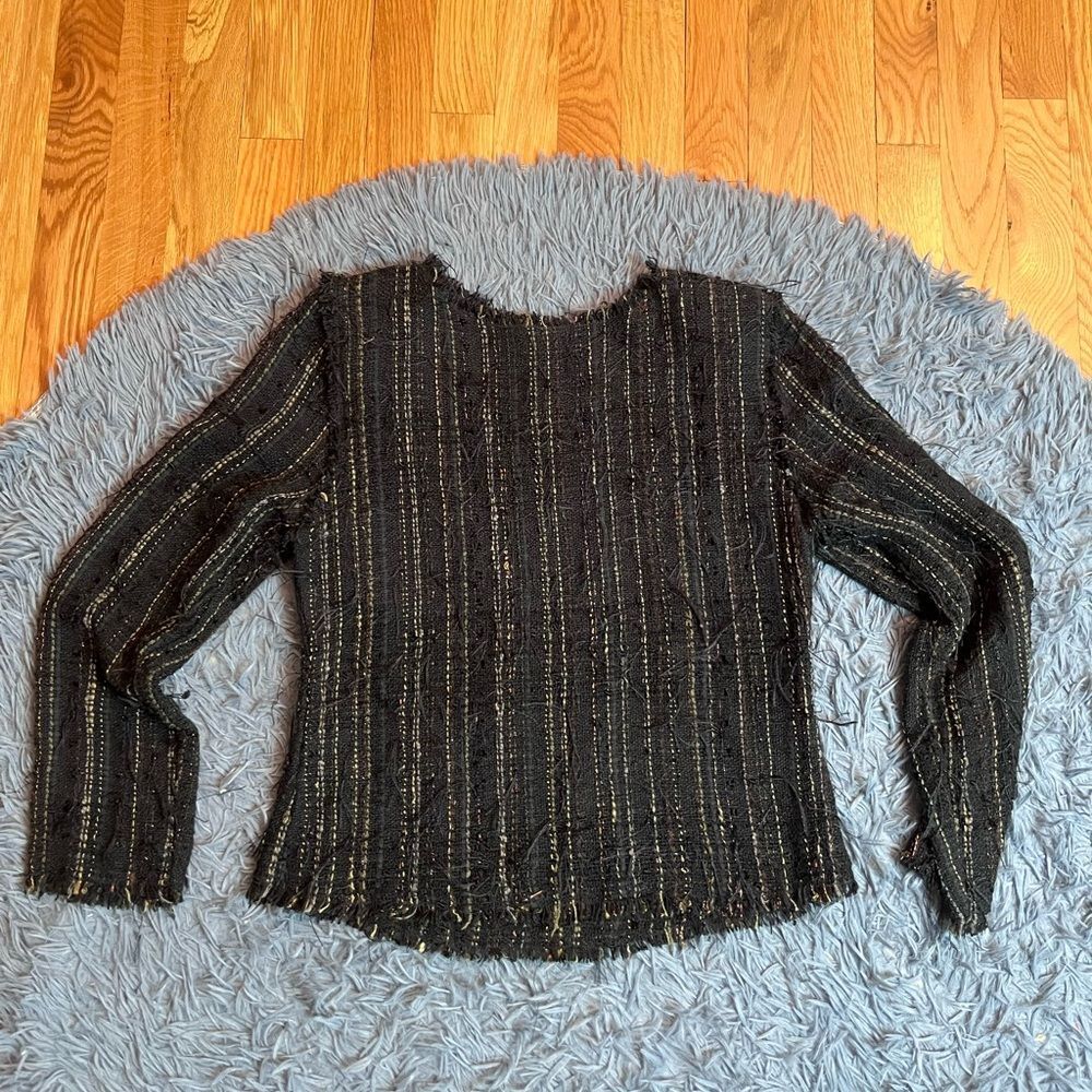 Rebecca Jane Noble Vintage Black Cotton Feather Woven Blouse Top Size S